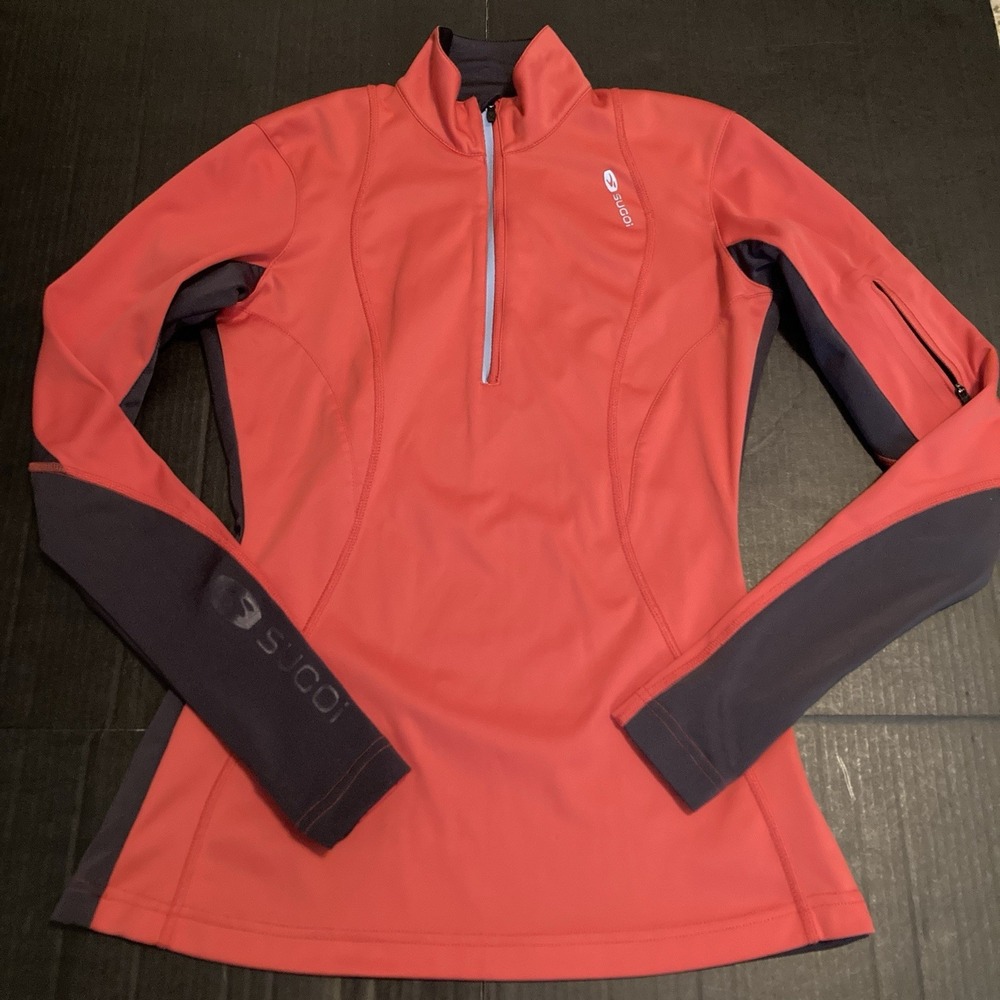 Sugoi Firewall 180 1/4 Zip W S/P Cycling Jacket Pink & Black w/thumbholes
